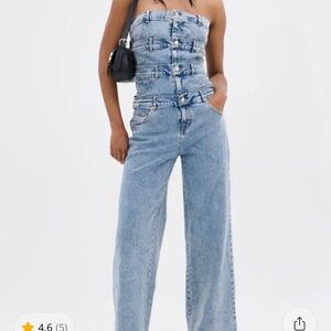 AKIRA DENIM DENIM DENIM LAYERED JUMPSUIT Size 1X1X